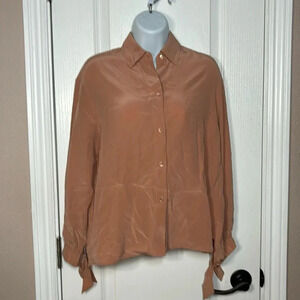 Vince.100% Silk Long Sleeve Elastic Button Career Casual Chic Blouse Size XS